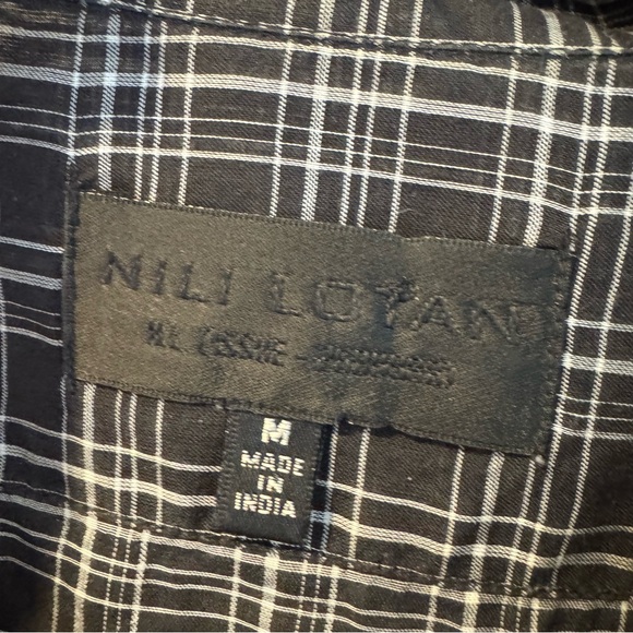 Nili Lotan Black Plaid Vivian Shirt Cotton Ruffle Collar Button Up | M - Picture 5 of 9